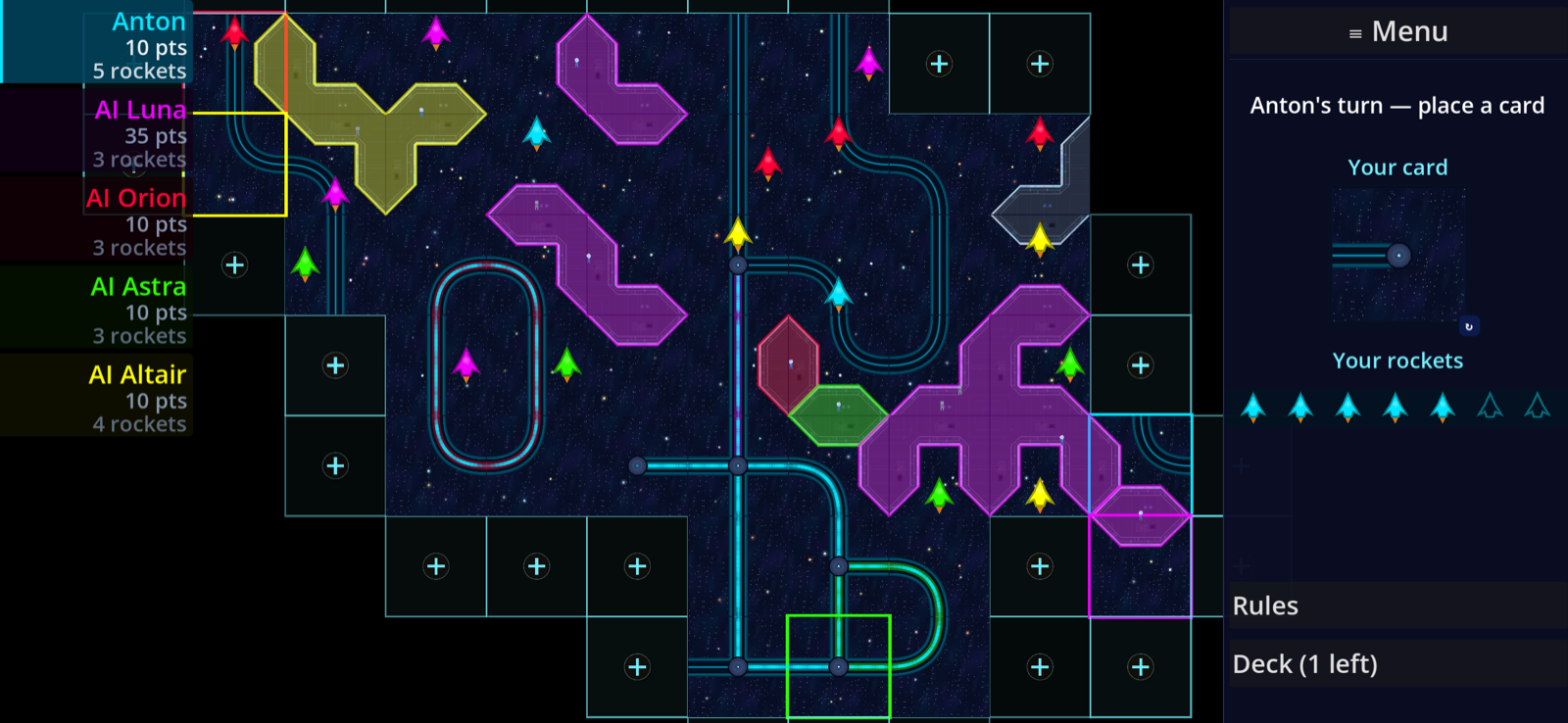CosmosOn board state in the middle of a match